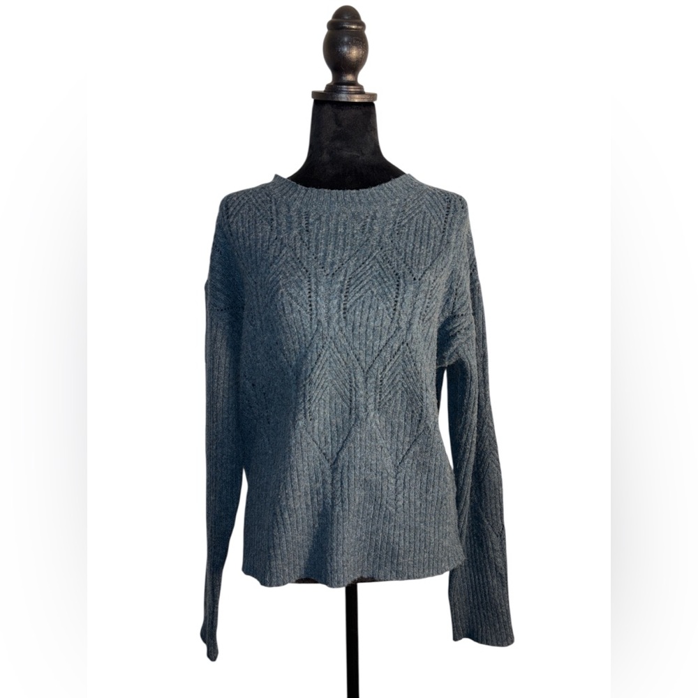 Mystree Women's Heather Charcoal Blue Crew Neck Sweater Size
